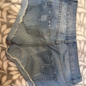 Light denim booty shorts